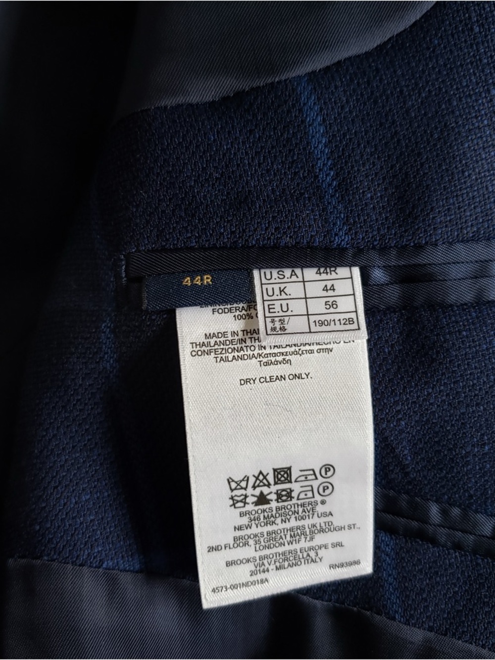 Brooks Brothers Regent Reda Pure Wool Sport Coat Navy Blue - Picture 8 of 9